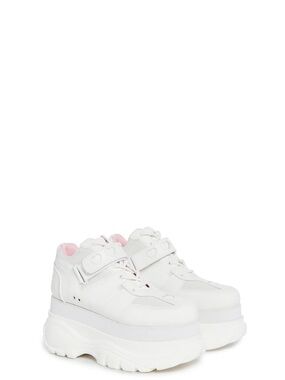 DEMONIA DOLLS KILL White Platform Sneakers with Pink Lining